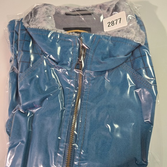Noble Outfitters Ladies Faux Fur Neck Lined Canvas Vest Size‎ Large Teal Blue - Picture 15 of 15